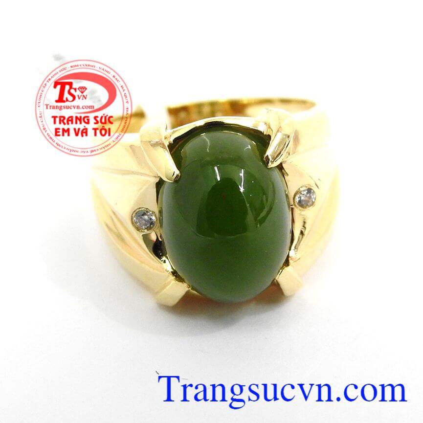 Nhẫn vàng 14k trang nhã, Nhẫn Nam Ngọc Cẩm Thạch, nhẫn nam thời trang