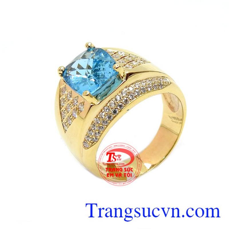 Nhẫn nam vàng Topaz xanh nước biển, nhẫn nam, nhẫn vàng đẹp. Nhẫn nam vàng Topaz xanh nước biển, nhẫn nam, nhẫn vàng đẹp.