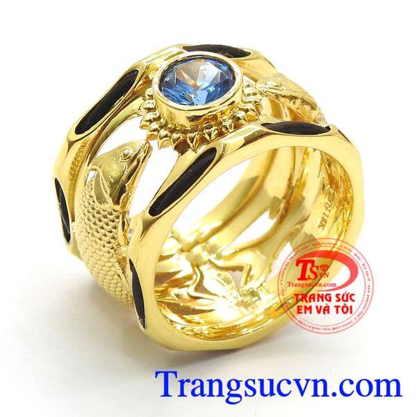 Nhẫn nam cá chép vàng 18k, nhẫn nam thiết kế, nhẫn nam đẹp.