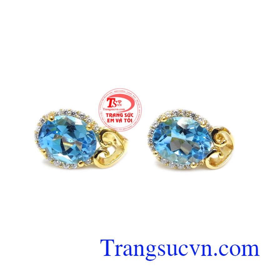 Hoa tai topaz đẹp, hoa tai topaz, hoa tai vàng tây đá quý hợp mệnh.
