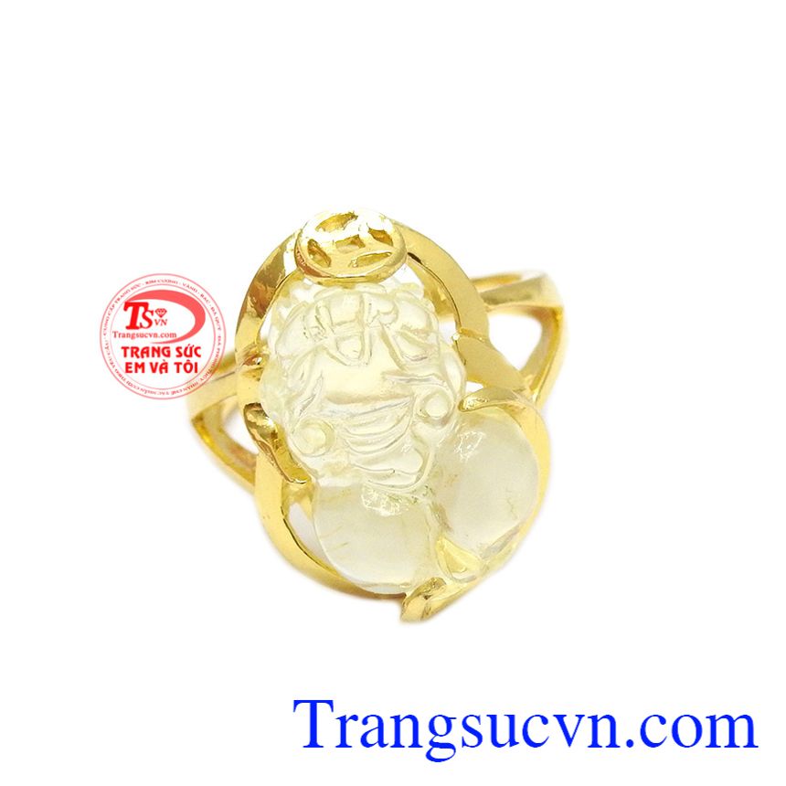 Nhẫn nữ tỳ hưu, nhẫn thạch anh vàng thiên nhiên phong thủy.