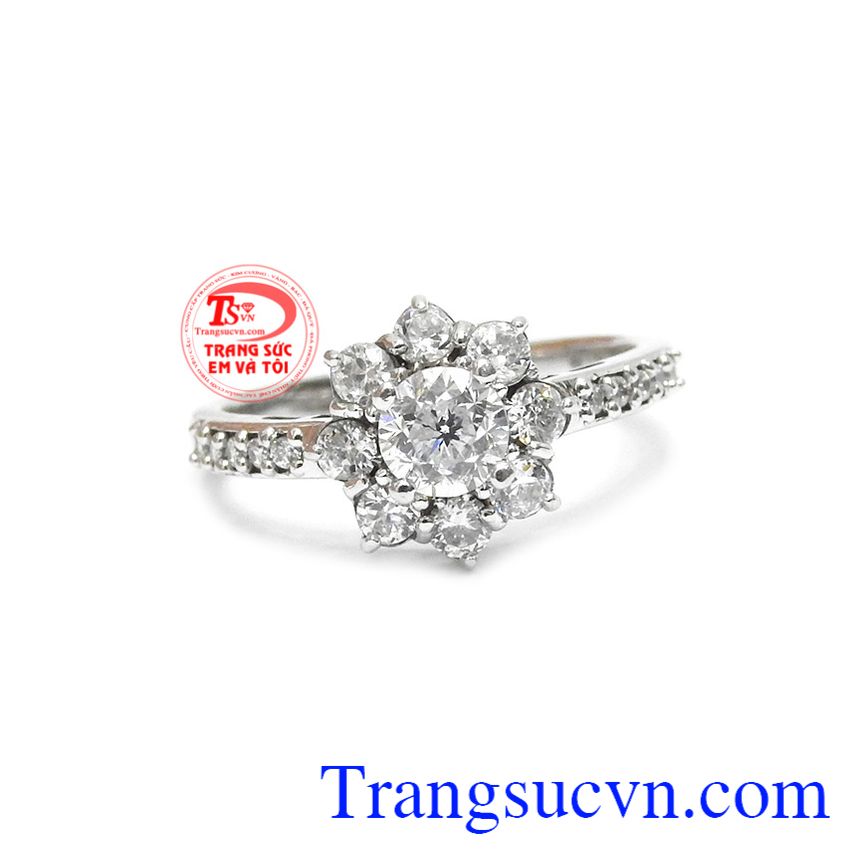 Nhẫn nữ vàng trắng, nhẫn vàng tây sang trọng đẹp. 