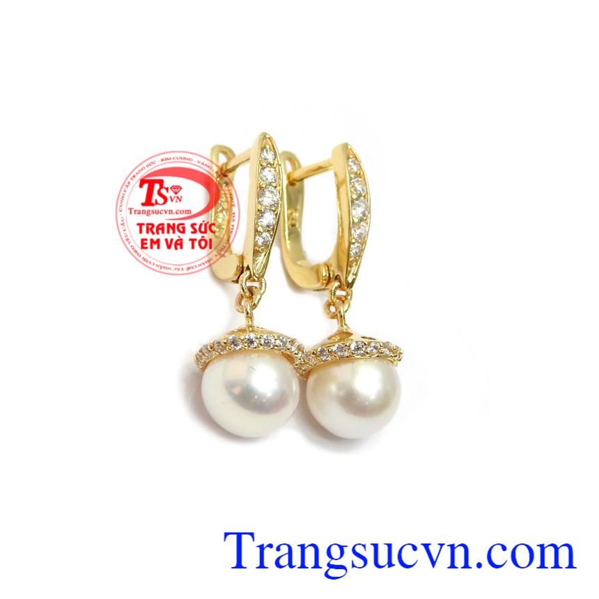 Hoa tai vàng tây, hoa tai ngọc trai đẹp, hoa tai ngọc trai phú quý