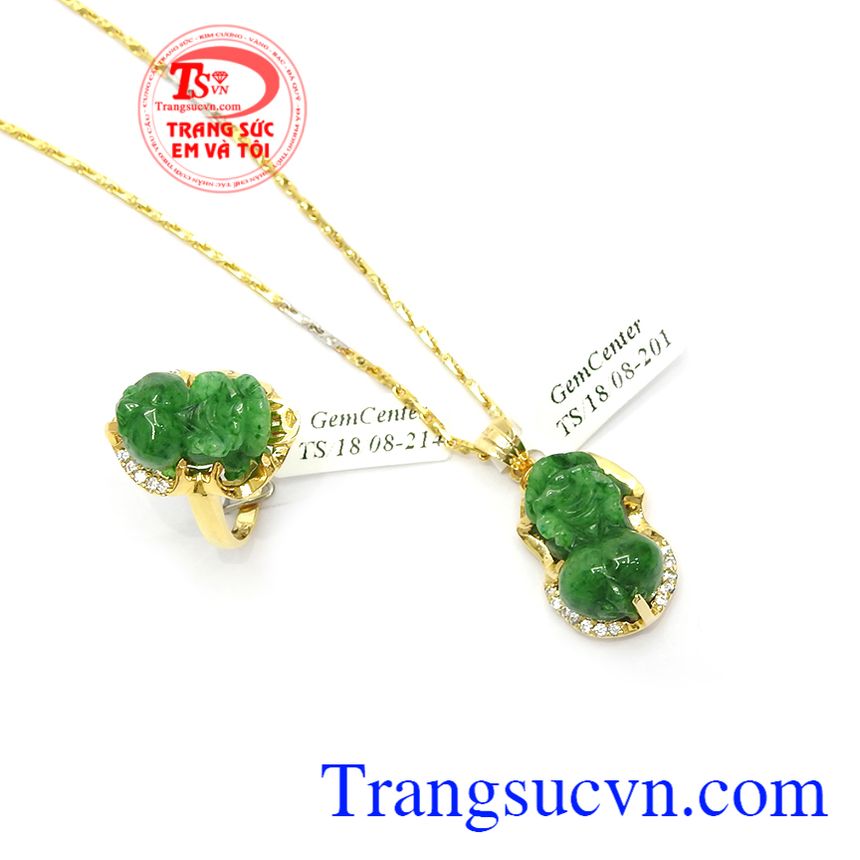 Bộ Dây Chuyền Phỉ Thúy Thịnh Vượng, bộ dây vàng tây đẹp, bộ dây vàng đẹp Bộ Dây Chuyền Phỉ Thúy Thịnh Vượng, bộ dây vàng tây đẹp, bộ dây vàng đẹp