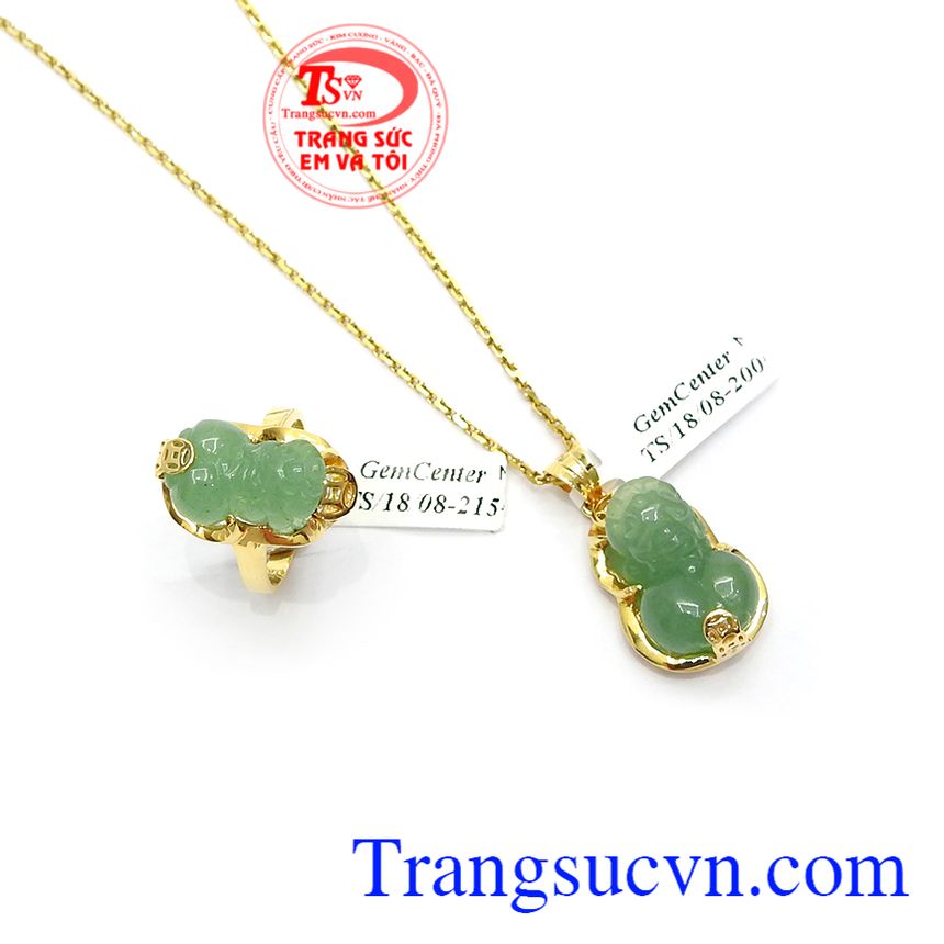 Bộ Dây Nữ Tỳ Hưu Tài Lộc Bình An, bộ dây chuyền vàng tây, bộ dây chuyền nữ sang trọng