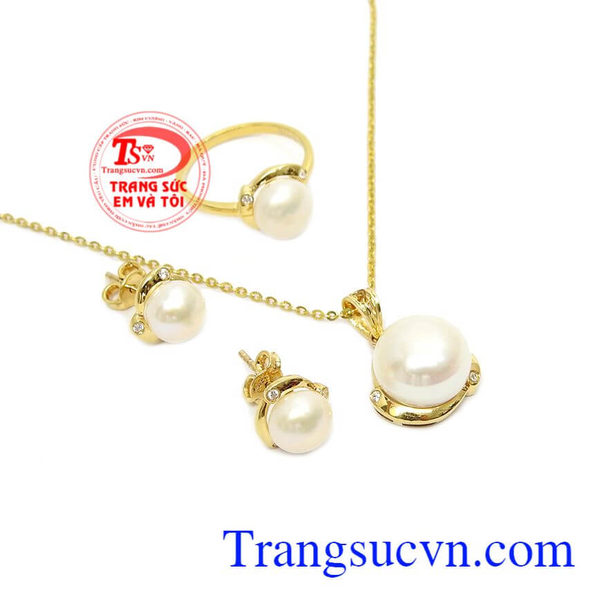 Bộ nữ trang ngọc trai trắng dễ thương, trang sức bộ, mặt dây đá quý Bộ nữ trang ngọc trai trắng dễ thương, trang sức bộ, mặt dây đá quý