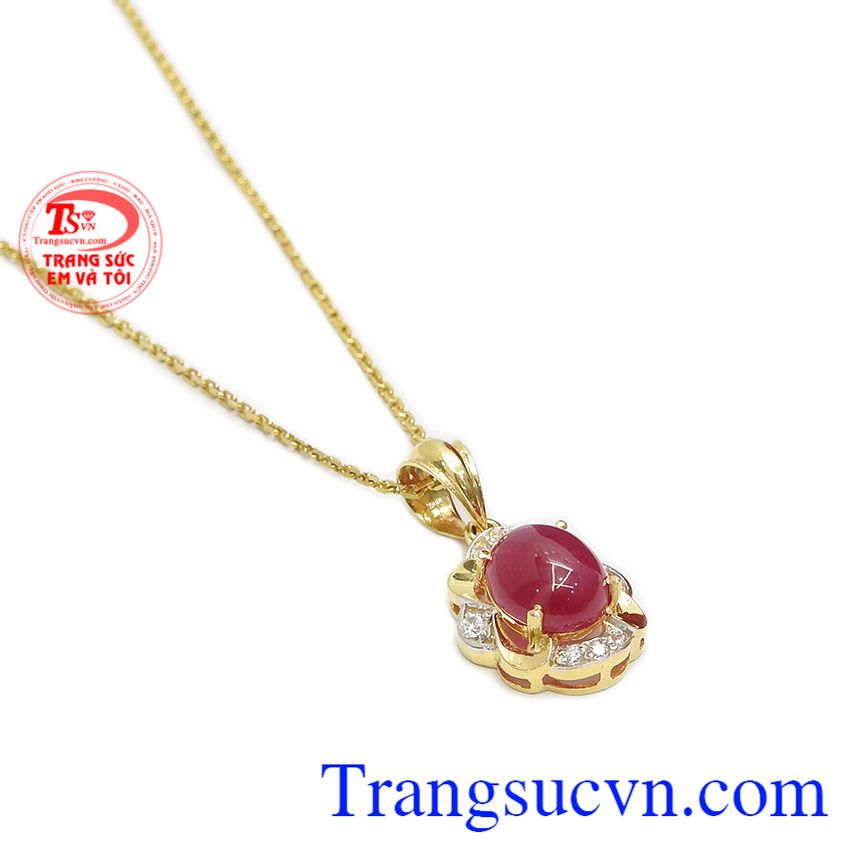 Bộ nữ trang quý phái vàng 10k, bộ dây chuyền nữ, mặt dây đá quý