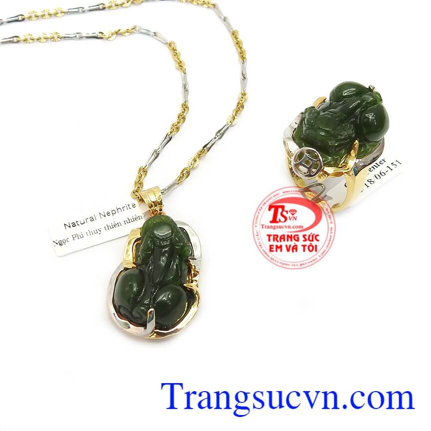 Bộ nữ trang tỳ hưu tài lộc, trang sức bộ, mặt dây vàng đá quý