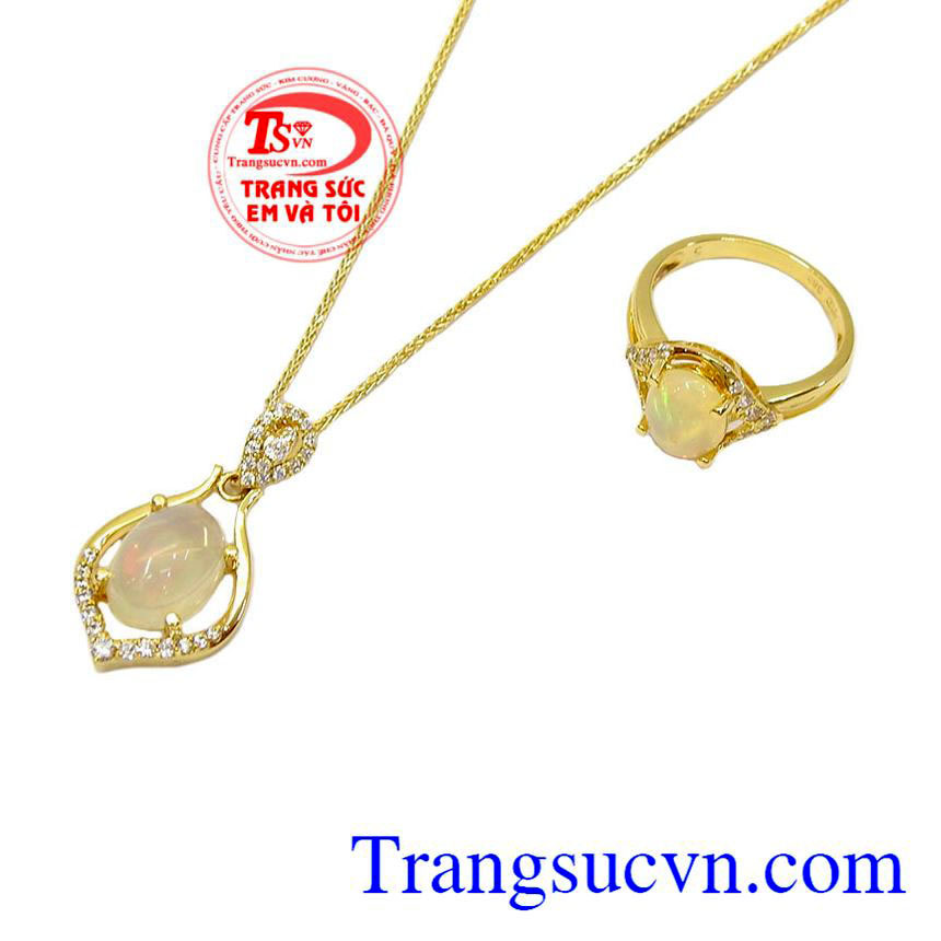 Bộ trang sức Opal May Mắn, bộ trang sức, bộ trang sức vàng tây