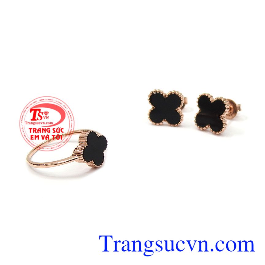 Bộ trang sức vàng hồng cỏ 4 lá, bộ dây đẹp, bộ dây vàng tây Bộ trang sức vàng hồng cỏ 4 lá, bộ dây đẹp, bộ dây vàng tây