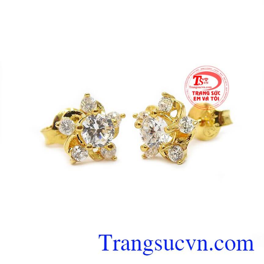 Bông tai hoa vàng,Hoa tai vàng tây,Trang sức nữ Bông tai hoa vàng,Hoa tai vàng tây,Trang sức nữ