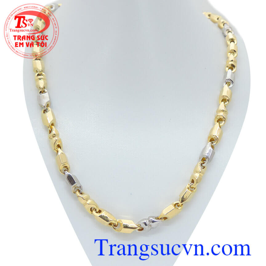 Dây nam 14k 3 đốt vàng 1 trắng đẹp, dây chuyền vàng tây nam, dây chuyền nam mạnh mẽ Dây nam 14k 3 đốt vàng 1 trắng đẹp, dây chuyền vàng tây nam, dây chuyền nam mạnh mẽ