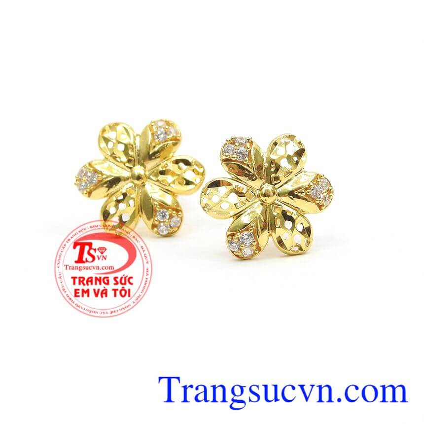 Hoa tai bông hoa vàng,Hoa tai vàng tây,Trang sức vàng Hoa tai bông hoa vàng,Hoa tai vàng tây,Trang sức vàng