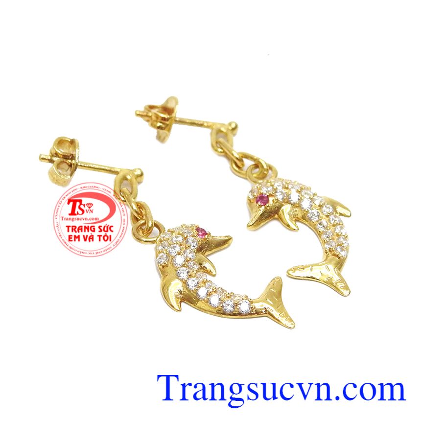 Hoa tai cá heo nhỏ,Hoa tai vàng tây,Trang sức nữ