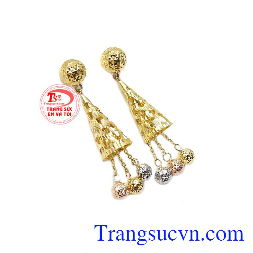 Hoa tai cá tính vàng 10k,Hoa tai vàng tây,Trang sức nữ