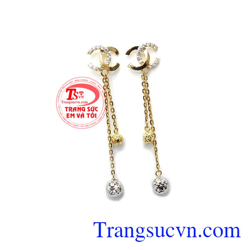 Hoa tai chanel dịu dàng,Hoa tai vàng tây,Trang sức nữ Hoa tai chanel dịu dàng,Hoa tai vàng tây,Trang sức nữ