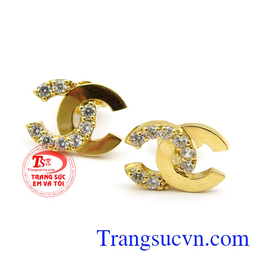 Hoa tai channel tinh tế,Hoa tai vàng tây,Trang sức vàng Hoa tai channel tinh tế,Hoa tai vàng tây,Trang sức vàng