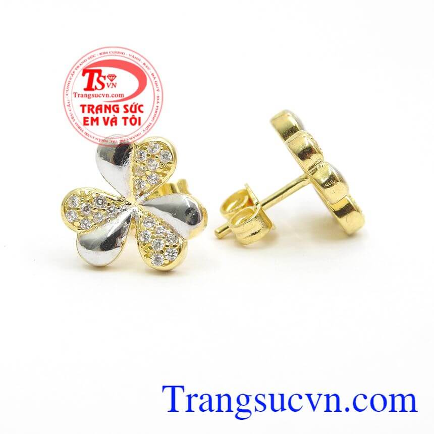 Hoa tai cỏ may mắn,Hoa tai vàng tây,Trang sức vàng Hoa tai cỏ may mắn,Hoa tai vàng tây,Trang sức vàng