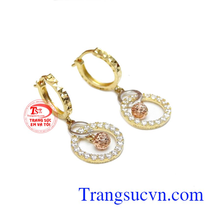 Hoa tai dễ thương vàng 10k,Hoa tai vàng tây,Trang sức nữ