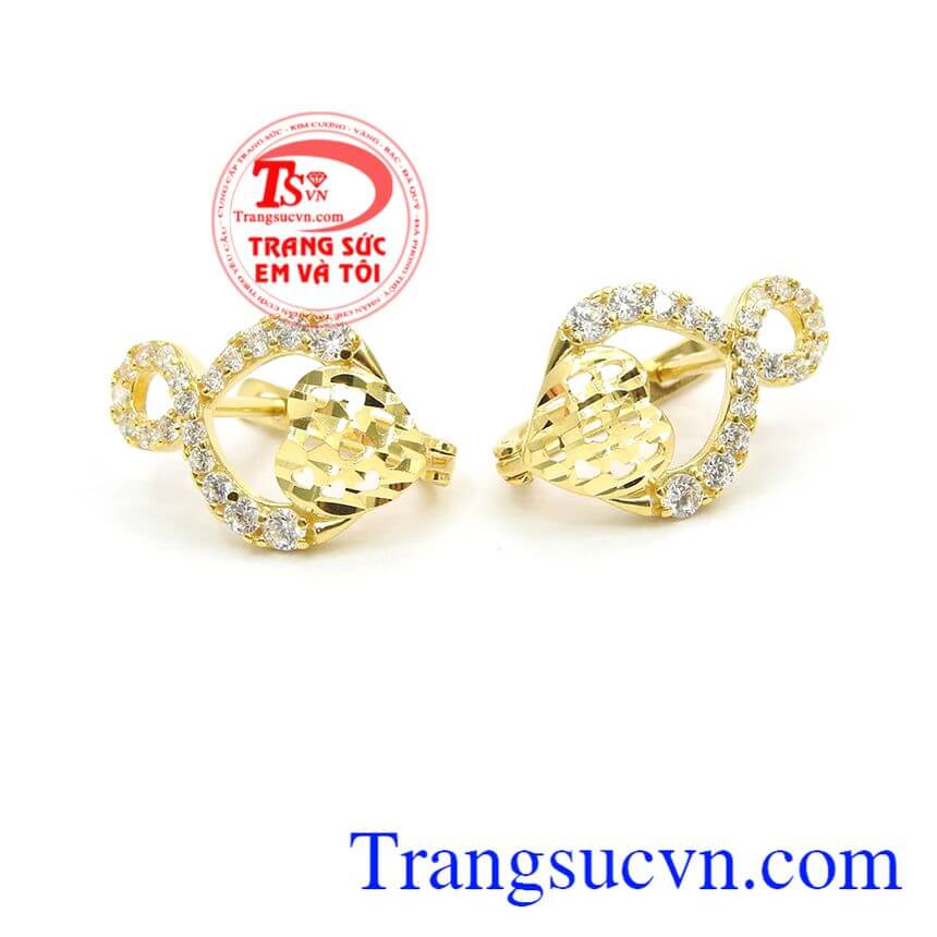 Hoa tai giỏ tình yêu,Hoa tai vàng tây,Trang sức vàng