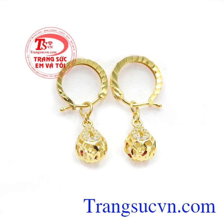 Hoa tai giọt sương mai,Hoa tai vàng đá quý,Trang sức vàng Hoa tai giọt sương mai,Hoa tai vàng đá quý,Trang sức vàng