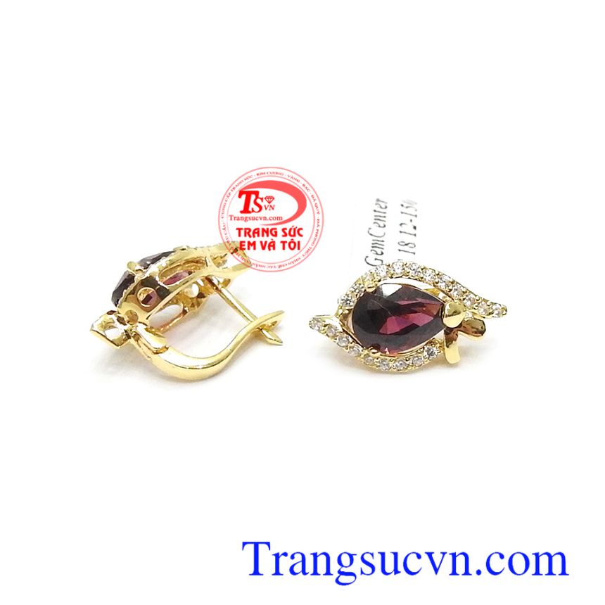 Hoa tai Granat vàng 14k thịnh vượng,Hoa tai đá quý,Trang sức nữ Hoa tai Granat vàng 14k thịnh vượng,Hoa tai đá quý,Trang sức nữ