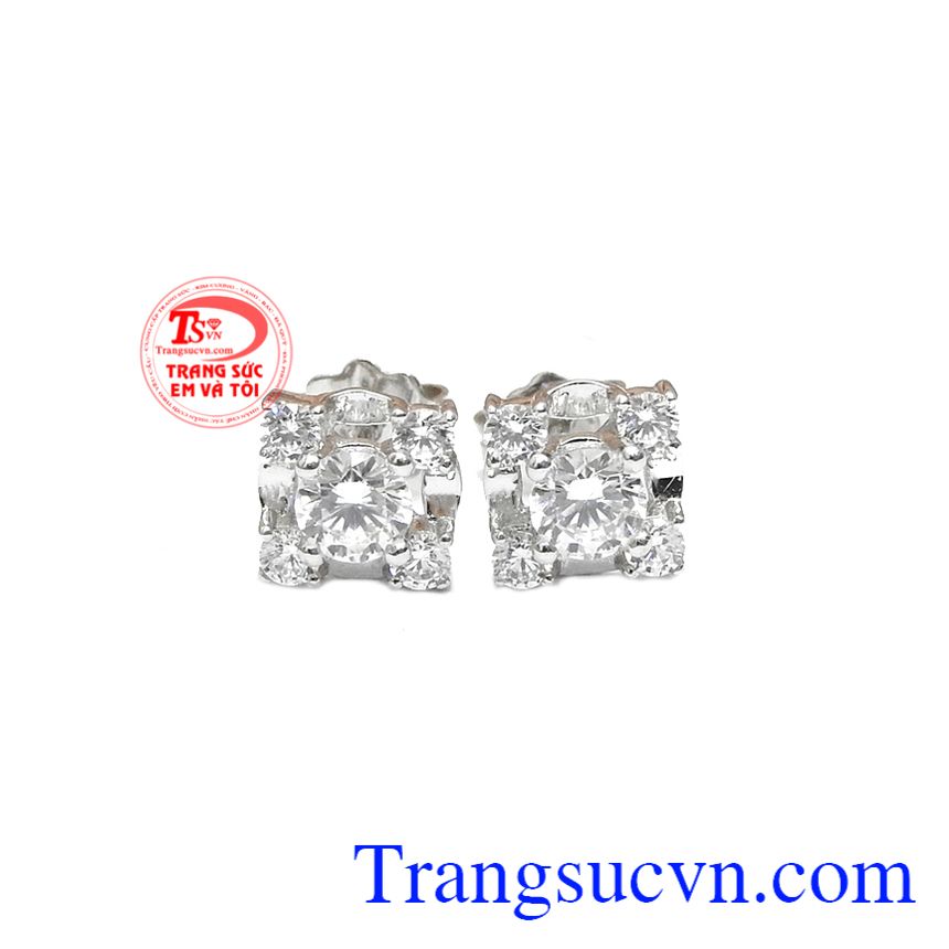 Hoa tai họa tiết vàng trắng,Hoa tai vàng tây,Trang sức nữ