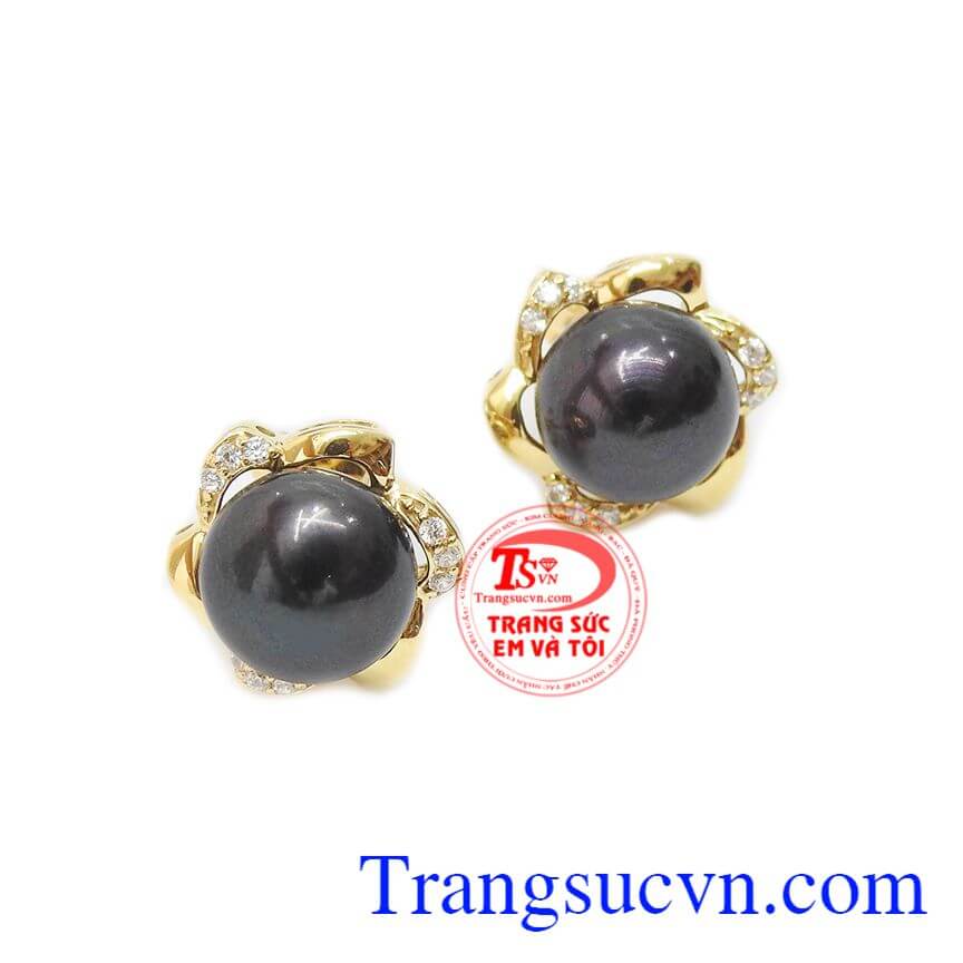Hoa tai ngọc trai đen tinh tế,Hoa tai ngọc trai,Trang sức nữ Hoa tai ngọc trai đen tinh tế,Hoa tai ngọc trai,Trang sức nữ
