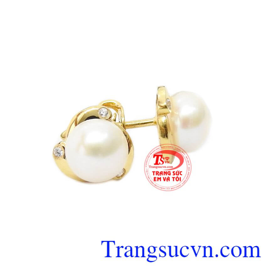 Hoa tai ngọc trai trắng dễ thương,Hoa tai ngọc trai,Trang sức nữ Hoa tai ngọc trai trắng dễ thương,Hoa tai ngọc trai,Trang sức nữ