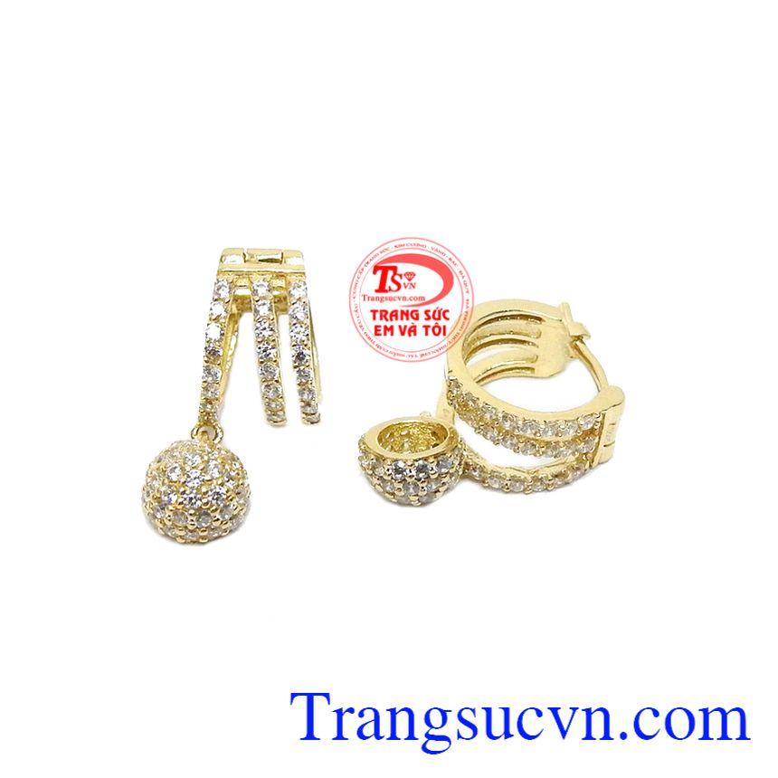 Hoa tai nữ xinh vàng Hàn Quốc,Hoa tai vàng tây,Trang sức nữ