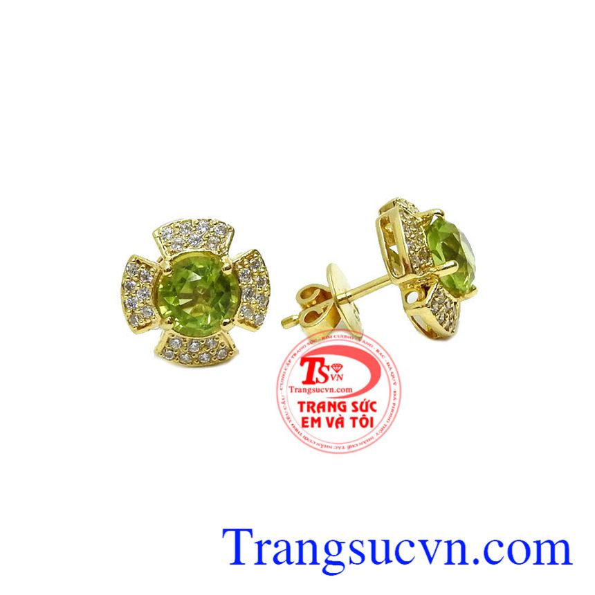 Hoa tai peridot thịnh vượng,Hoa tai vàng đá quý,Trang sức nữ Hoa tai peridot thịnh vượng,Hoa tai vàng đá quý,Trang sức nữ