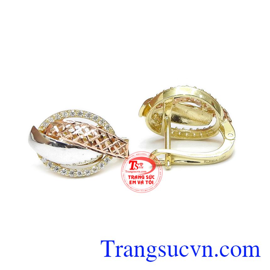 Hoa tai quý phái Hàn Quốc,Hoa tai vàng tây,Trang sức nữ