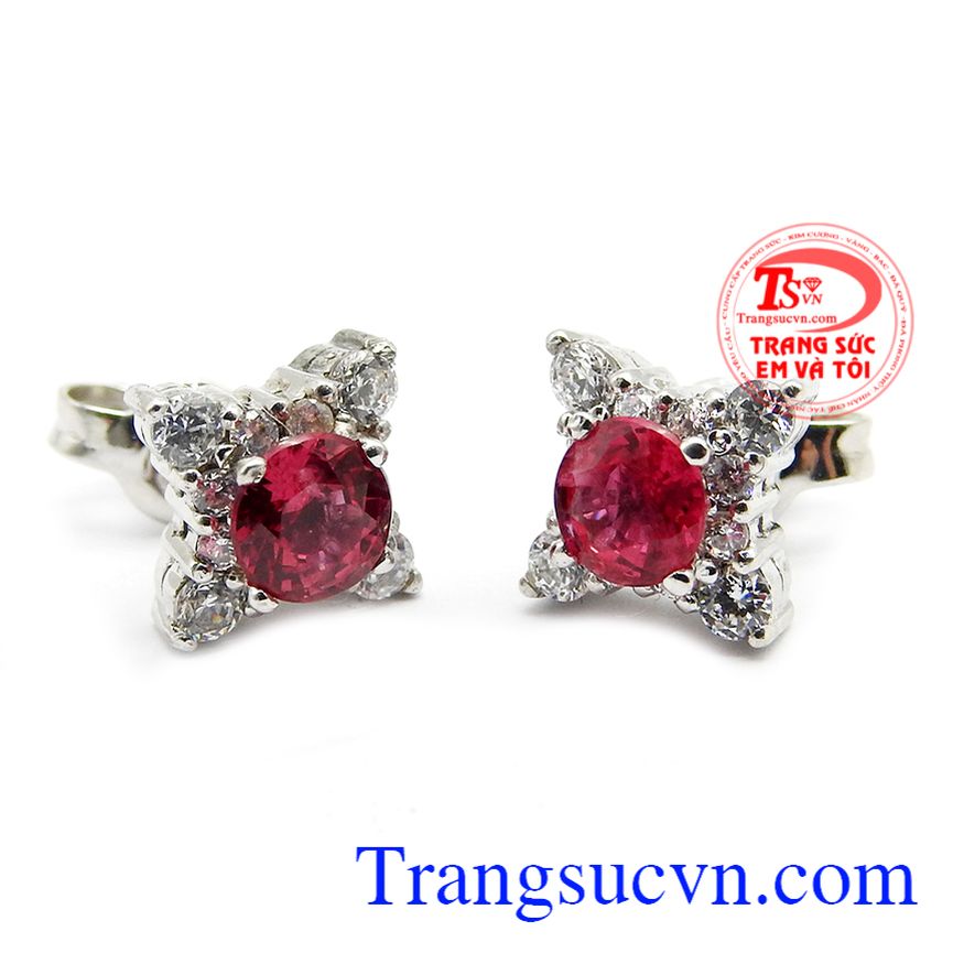 Hoa tai ruby cao cấp,Hoa tai Ruby,Trang sức vàng