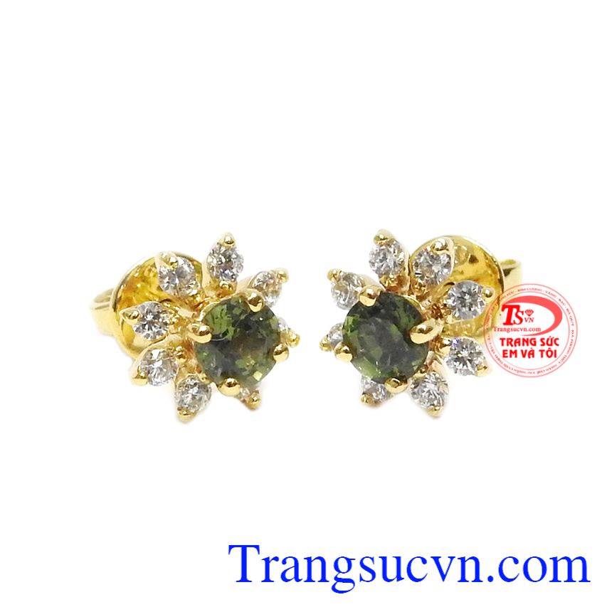 Hoa tai Sapphire may mắn 14k,Hoa tai Sapphire,Trang sức nữ Hoa tai Sapphire may mắn 14k,Hoa tai Sapphire,Trang sức nữ