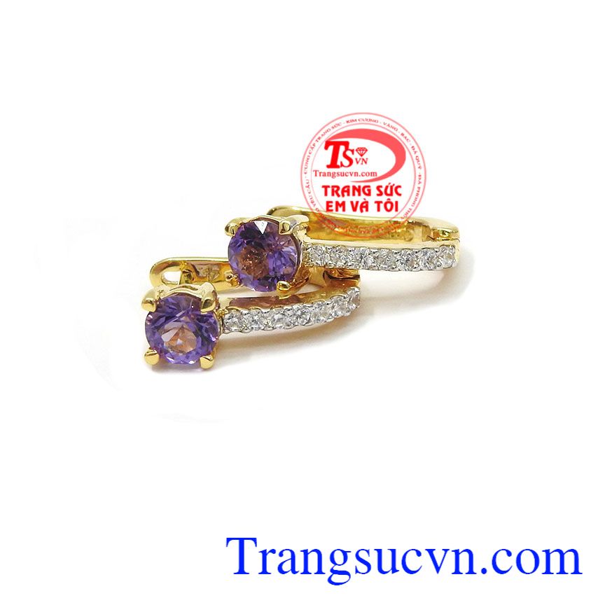 Hoa tai thạch anh tím quý phái, hoa tai vàng tây, hoa tai sang trọng Hoa tai thạch anh tím quý phái, hoa tai vàng tây, hoa tai sang trọng
