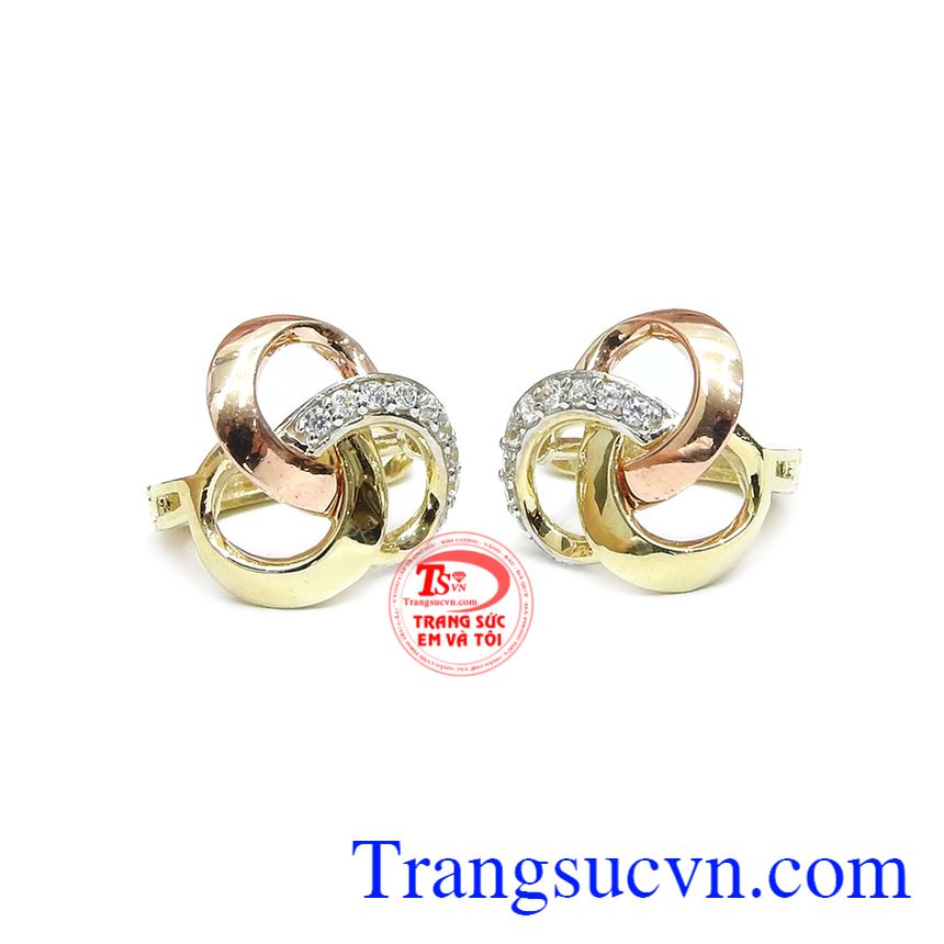 Hoa tai tinh tế Hàn Quốc,Hoa tai vàng tây,Trang sức nữ