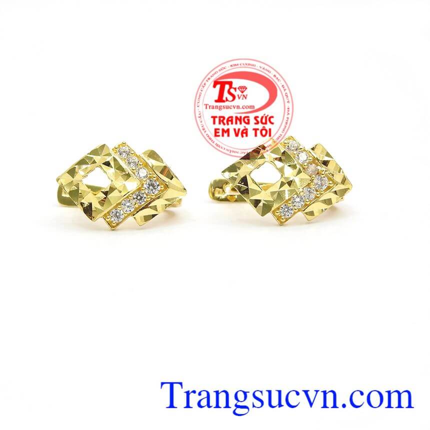 Hoa tai tinh tế,Hoa tai vàng tây,Trang sức vàng