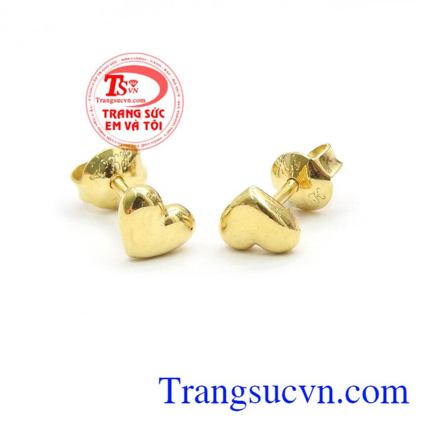 Hoa tai trái tim vàng,Hoa tai vàng tây,Trang sức vàng Hoa tai trái tim vàng,Hoa tai vàng tây,Trang sức vàng