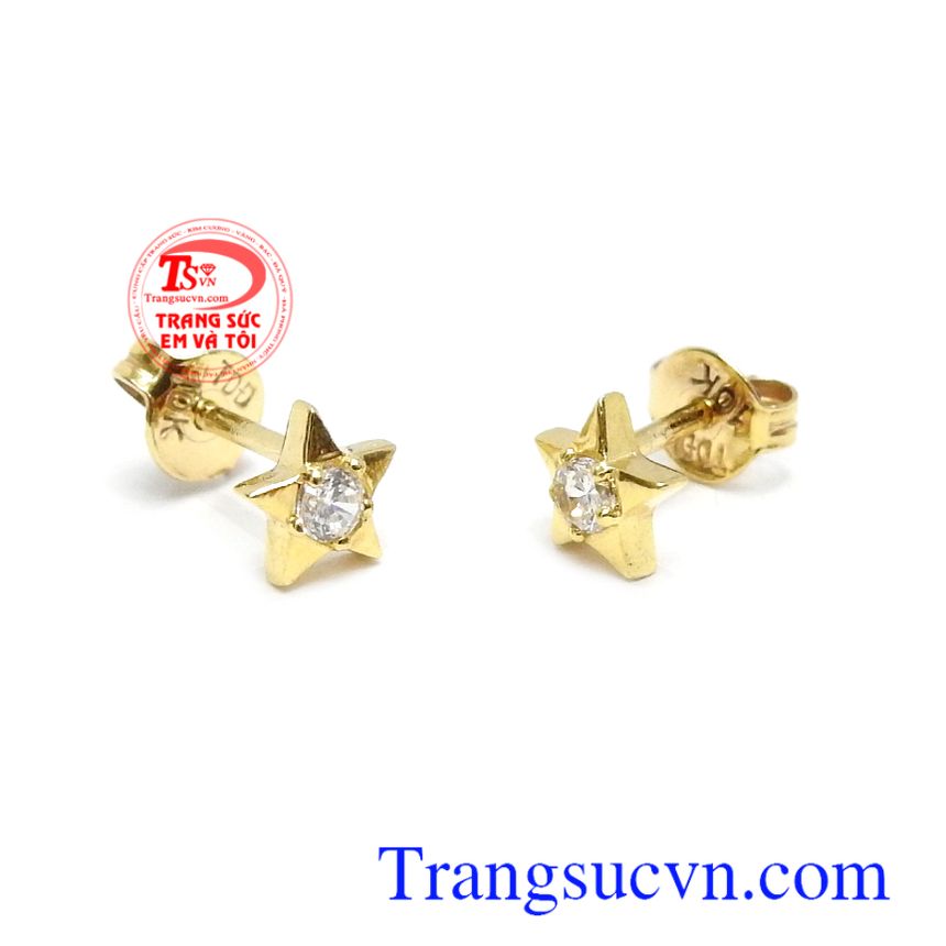 Hoa tai vàng đính đá thời trang,Hoa tai vàng tây,Trang sức nữ Hoa tai vàng đính đá thời trang,Hoa tai vàng tây,Trang sức nữ