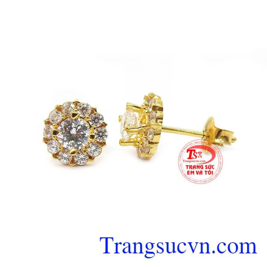 Hoa tai vàng kiều diễm,Hoa tai vàng tây,Trang sức nữ Hoa tai vàng kiều diễm,Hoa tai vàng tây,Trang sức nữ