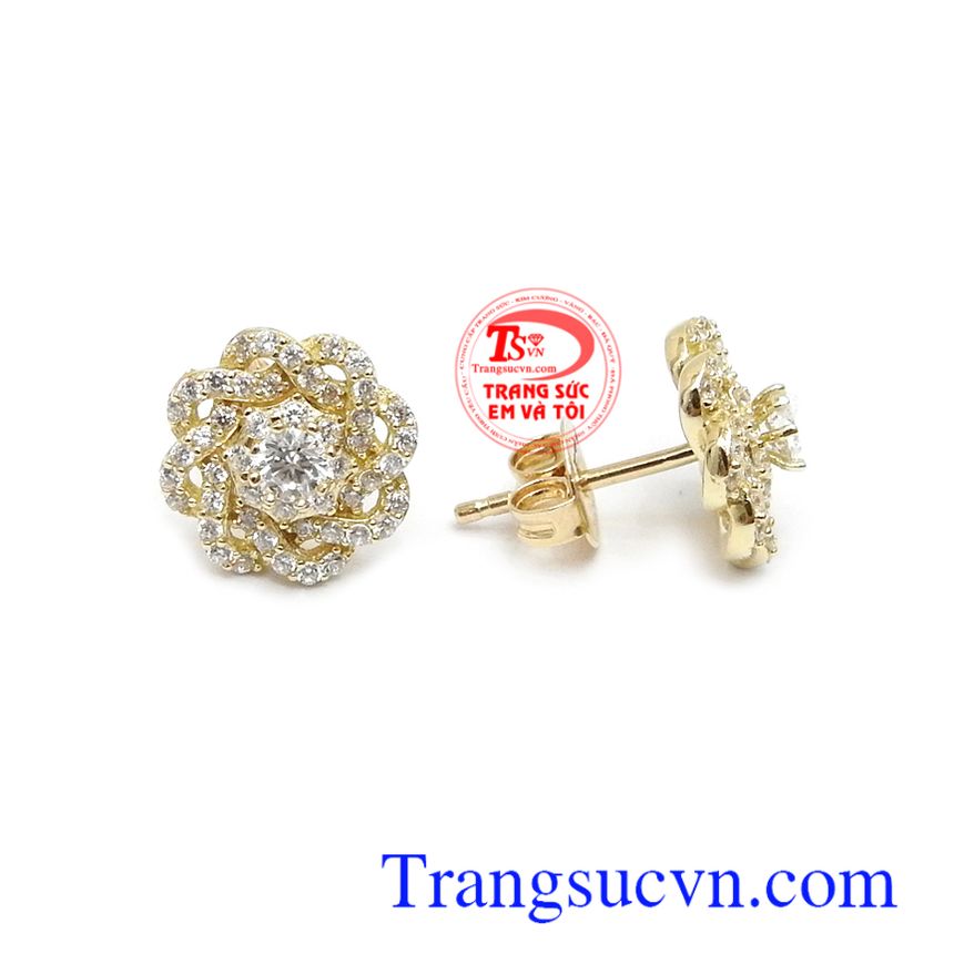 Hoa tai vàng Korea thời trang,Hoa tai vàng tây,Trang sức nữ Hoa tai vàng Korea thời trang,Hoa tai vàng tây,Trang sức nữ