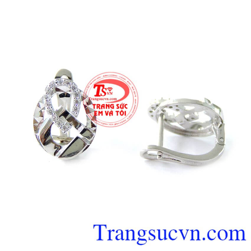 Hoa tai vàng trắng thời trang,Hoa tai vàng tây,Trang sức vàng