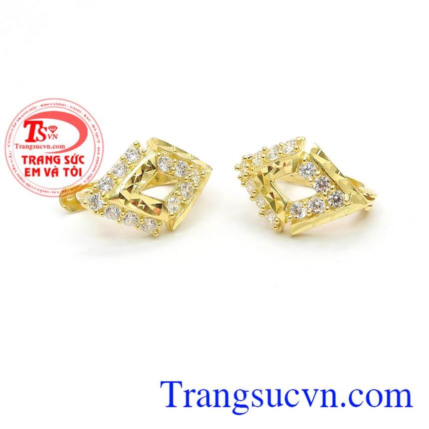 Hoa tai yêu kiều,Hoa tai vàng đá quý,Trang sức vàng