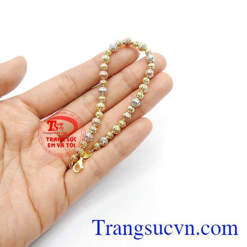 Lắc bi xinh xắn size nhỏ,Lắc vàng tây đá quý,Trang sức vàng