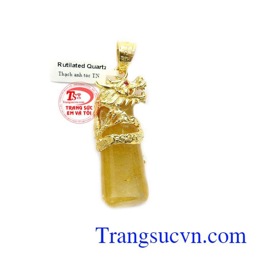 Mặt dây bọc rồng thạch anh tóc,MẶt dây rồng,Trang sức nam