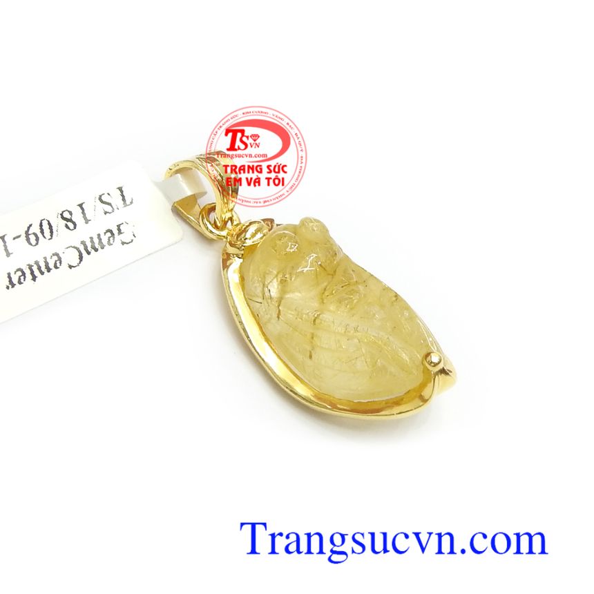 Mặt Dây Ngọc Thiền Bình An, mặt dây thạch anh tóc, mặt dây đá quý