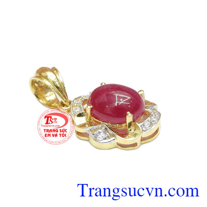 Mặt dây nữ quý phái vàng 10k, mặt dây vàng tây đẹp, mặt dây nữ đá quý