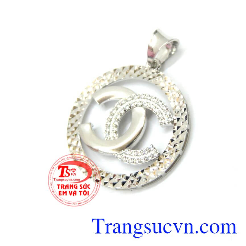 Mặt dây nữ vàng trắng 18k, mặt dây vàng tây đẹp, mặt dây vàng đá quý