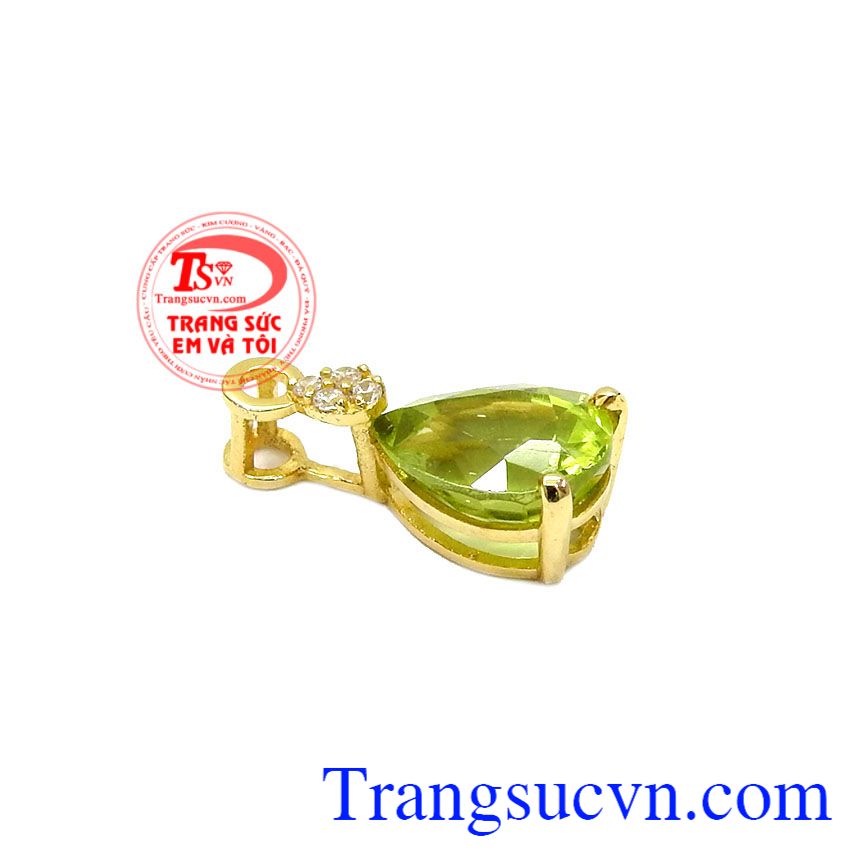Mặt dây peridot thiên nhiên,Mặt dây vàng đá quý,Trang sức nữ