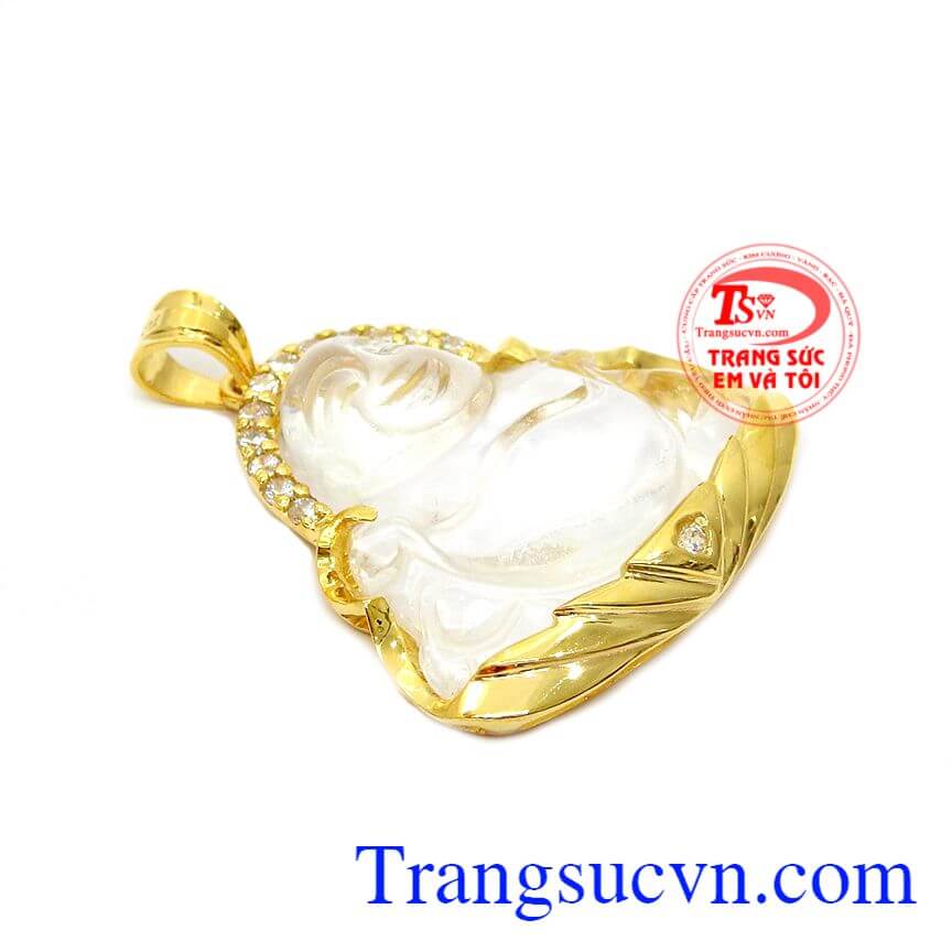Mặt dây phật di lặc thạch anh trắng,Mặt dây chuyền nam,Trang sức nam